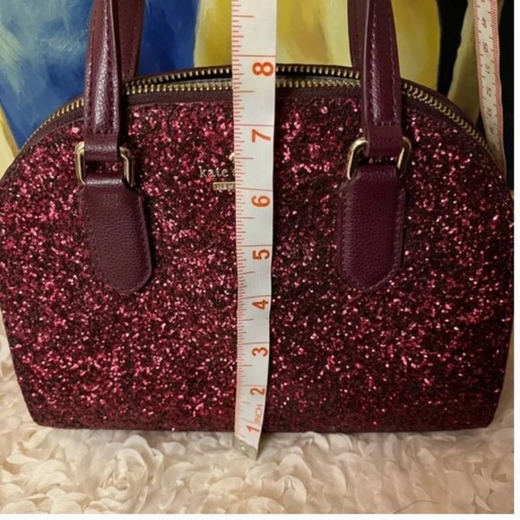 kate spade Laurel Way Glitter Mini Reiley burgundy crossbody bag purse nwot - Picture 9 of 9